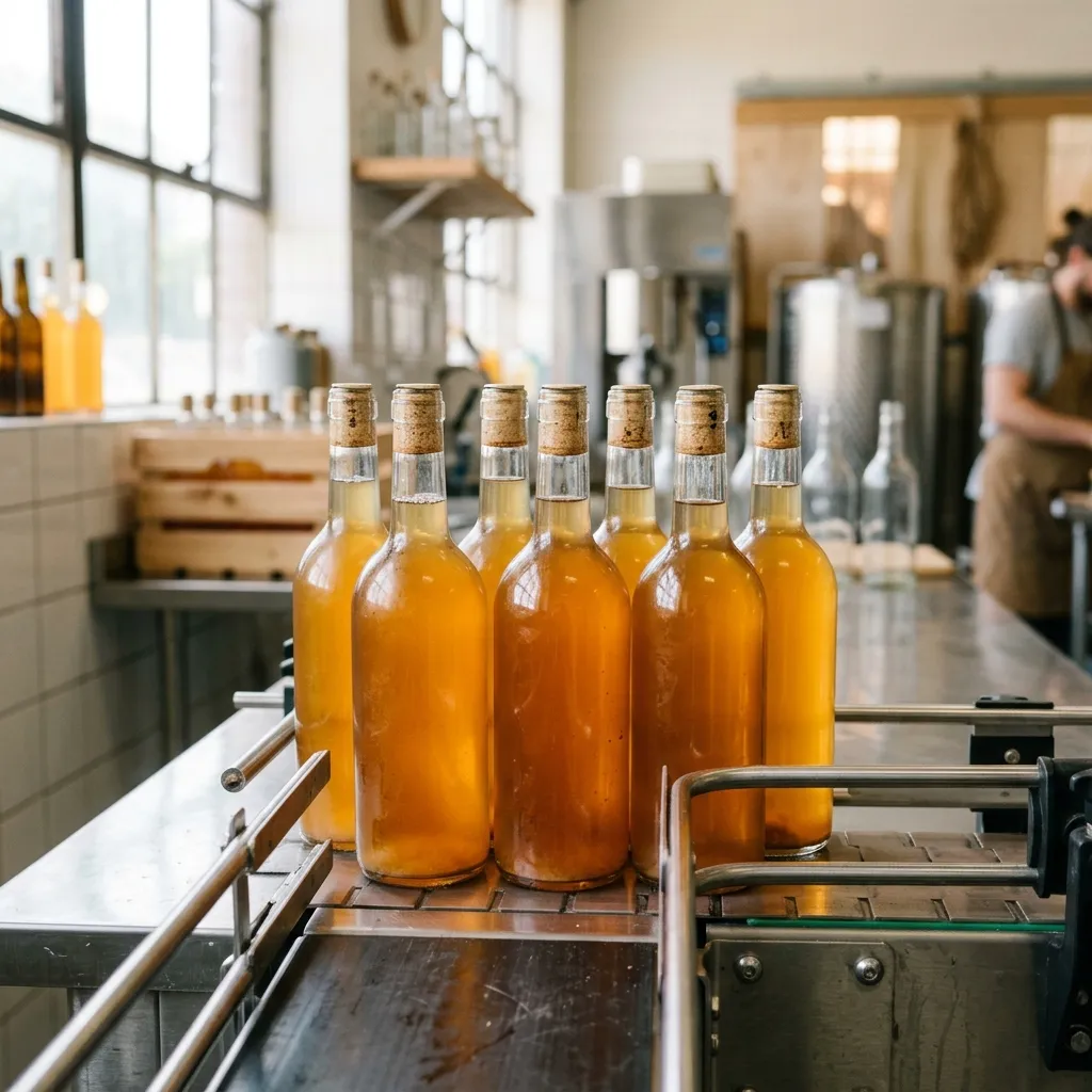 Botellas de Vinagre de Manzana sin etiquetar